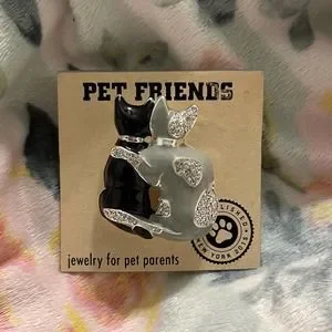 pet friends Jewelry Nwt Pet Friends Jewelry For Pet Parents Gray Black Rhinestone Broach Pin Poshmark